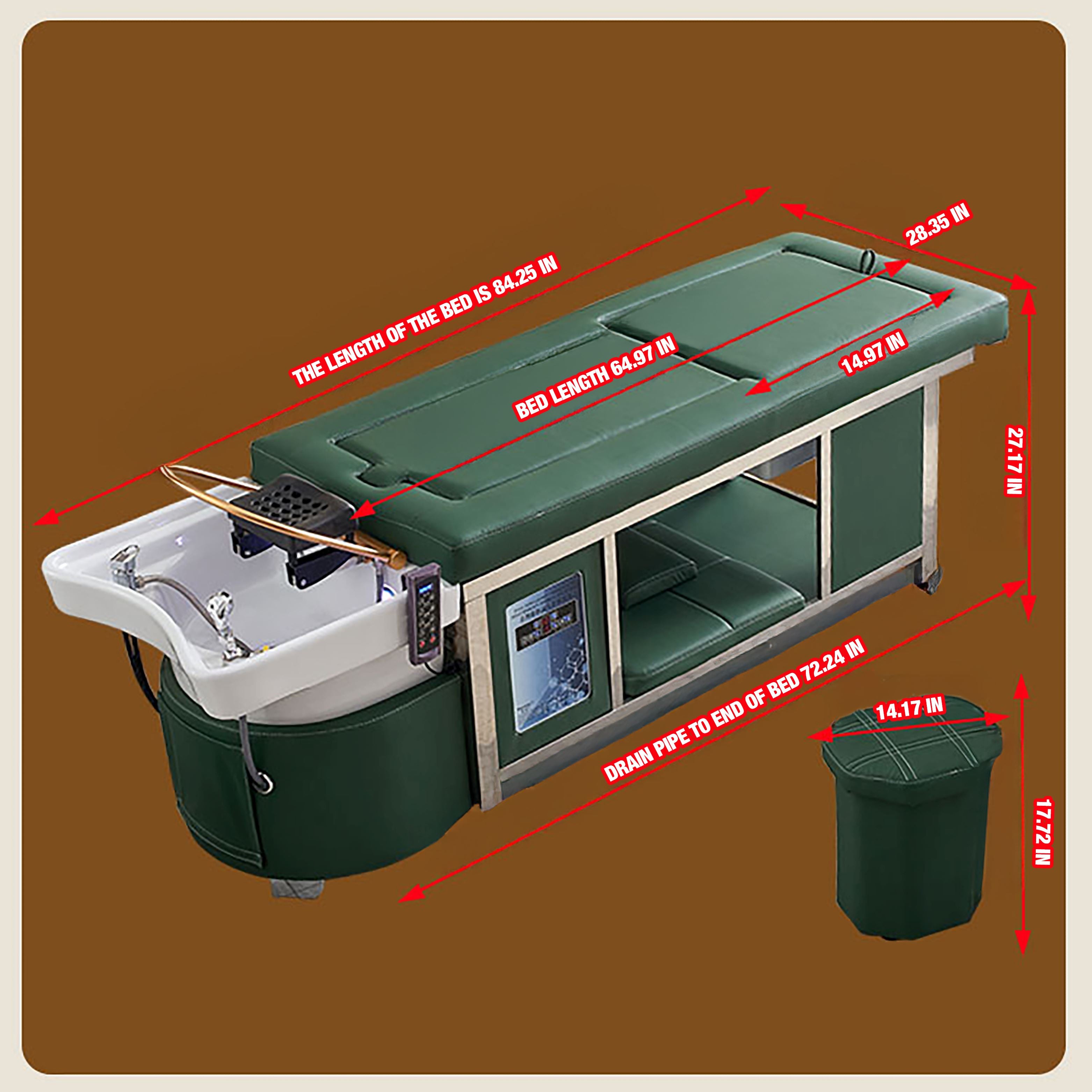 611-4 | Korean Japanese Head Spa Massage Shampoo Bed | Natural Hot Stone Magnetic Therapy with Herbal Foot Basin | Under Seat Storage and Ottoman | SSW SHAMPOO UNITS AND CABINETS SSW 