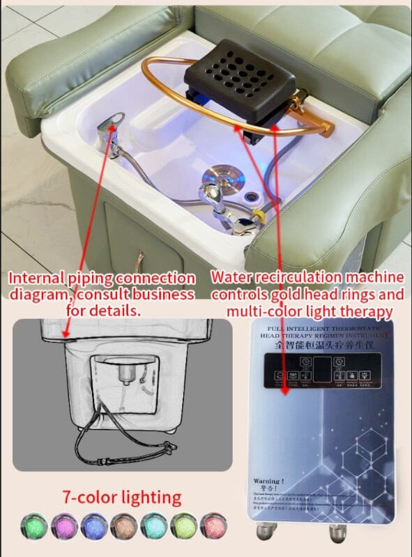 #631 | Electric Lifting | Korean Japanese Head Spa Massage Shampoo Bed with Light | Pedicure | SSW SHAMPOO UNITS AND CABINETS SSW 