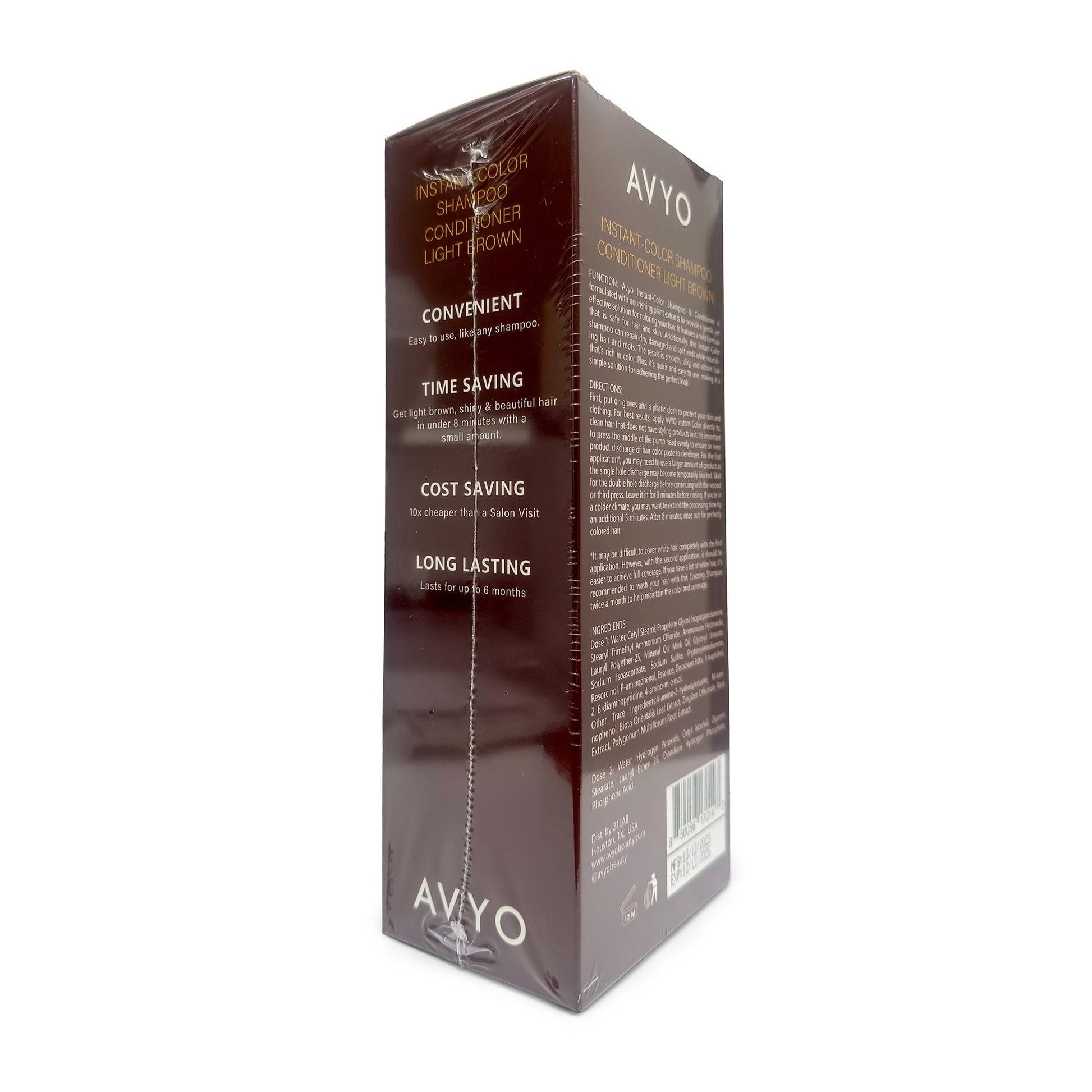 Light Brown | Instant-Color Shampoo Conditioner | 5 in 1 | 500 mL - 16.91 fl.oz. | AVYO SHAMPOO AVYO 