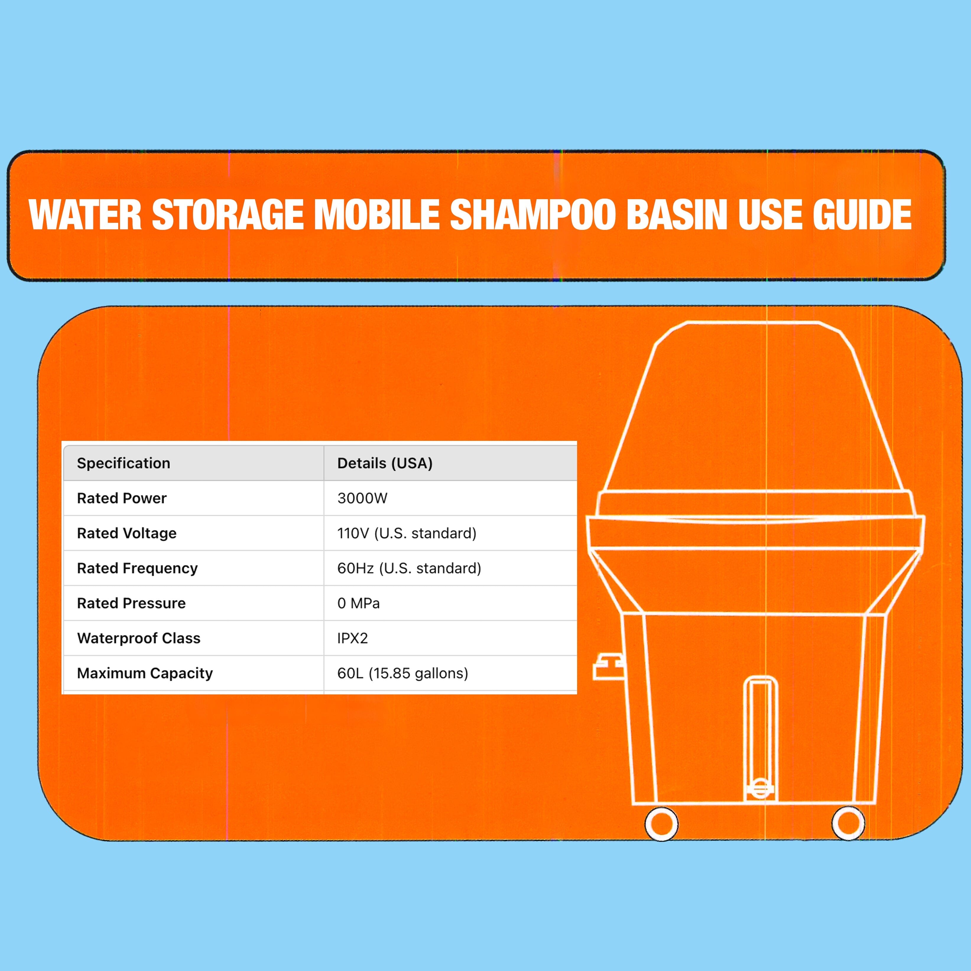 PORTABLE Korean Japanese Head Spa Shampoo Bowl (Non-Plumbed) | SSW-6114P | Water Circulation | Shampoo Unit | SSW SHAMPOO UNITS AND CABINETS SSW 