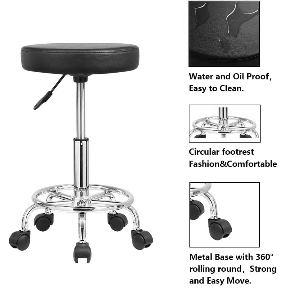 Footrest Elevated Foot Stool Adjustable Rest Rolling Wheels